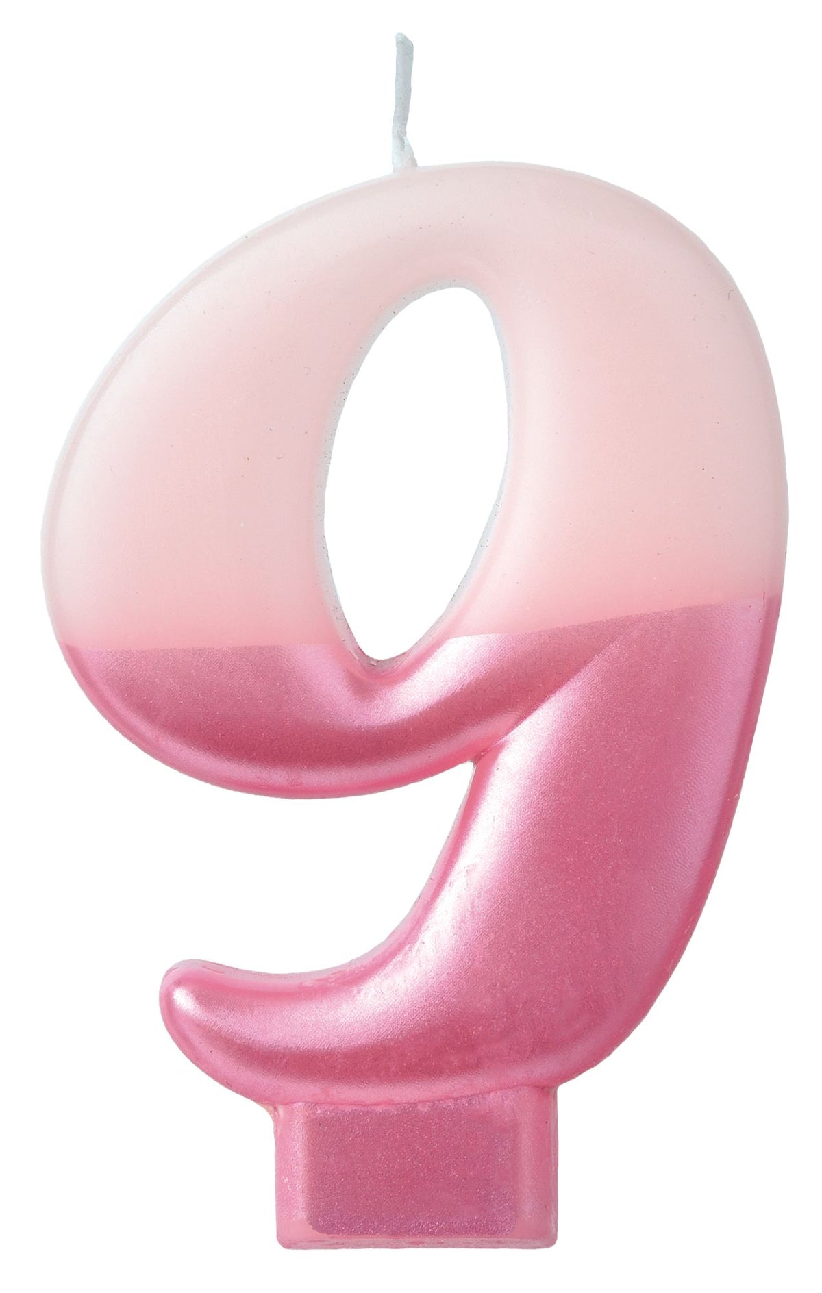 Bright Pink Metallic Dipped Number 9 Candle