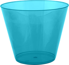 Caribbean Blue Plastic Tumblers - 9 oz, 72 Pack