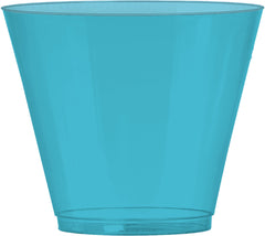 Caribbean Blue Plastic Tumblers - 9 oz, 72 Pack