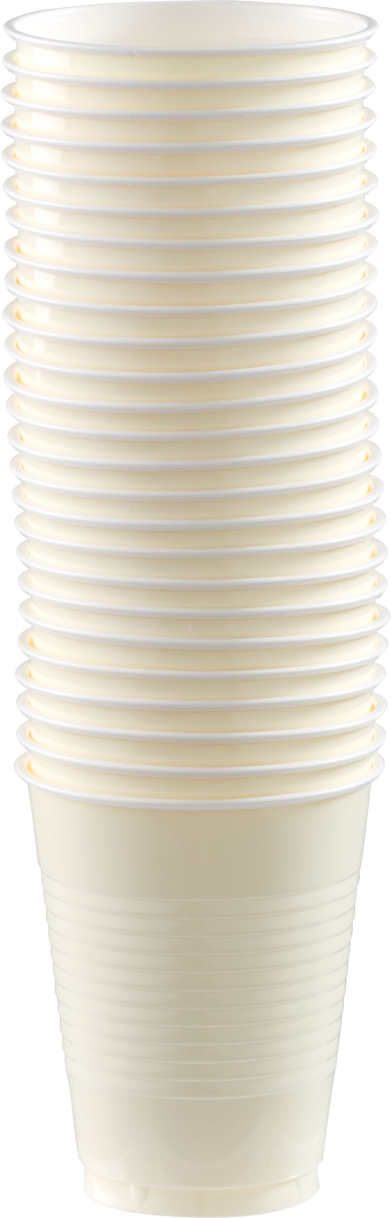 Party Pack Plastic Glow Cups, 16 oz, Vanilla Cream, 50-Pack