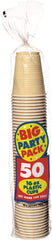 Party Pack Plastic Glow Cups, 16 oz, Vanilla Cream, 50-Pack