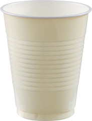 Party Pack Plastic Glow Cups, 16 oz, Vanilla Cream, 50-Pack