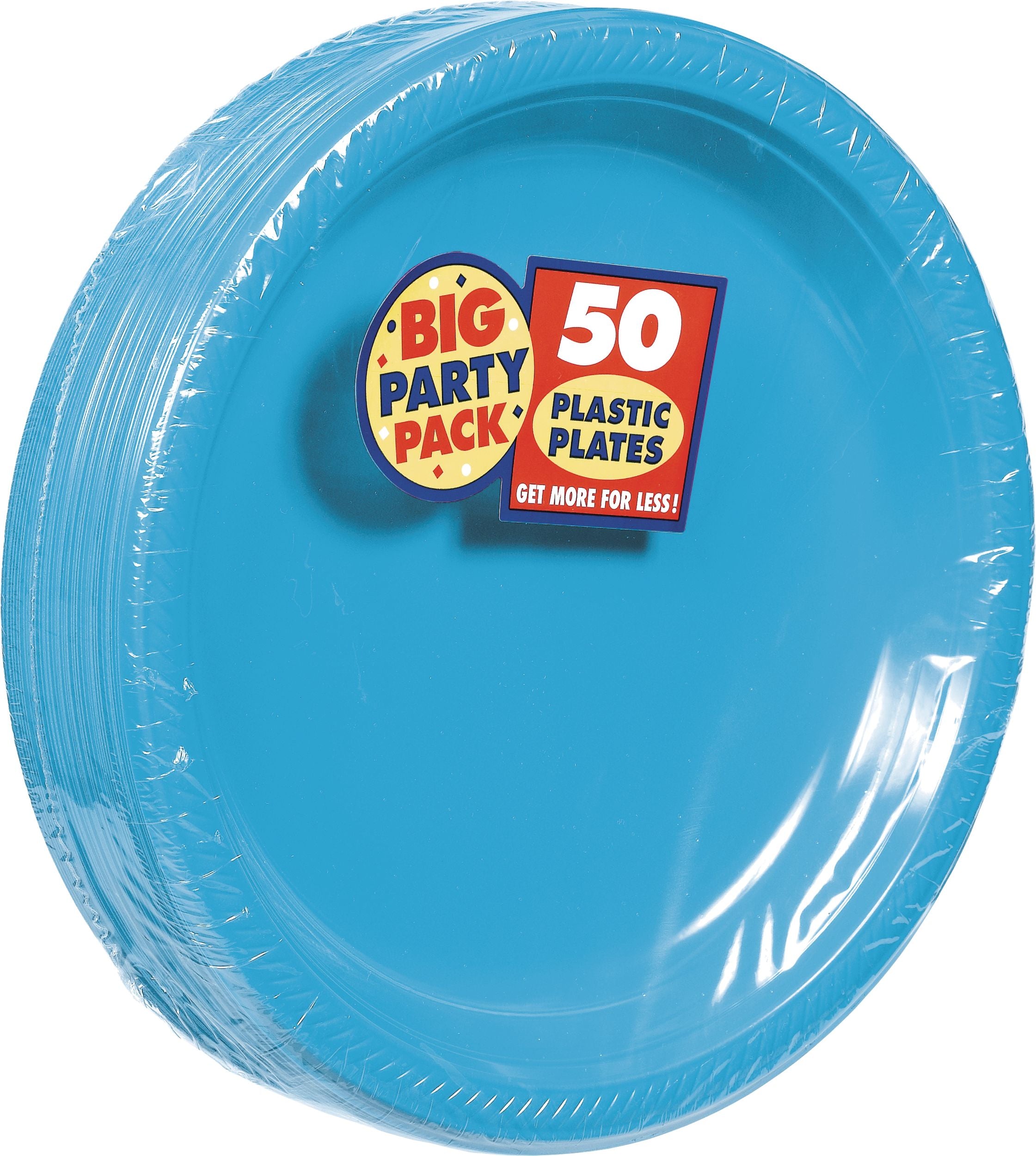 Caribbean Blue 7" Round Plastic Dessert Plates - 50 Pack