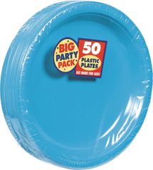 Caribbean Blue 7" Round Plastic Dessert Plates - 50 Pack