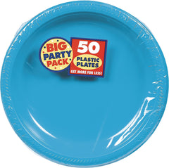 Caribbean Blue 7" Round Plastic Dessert Plates - 50 Pack