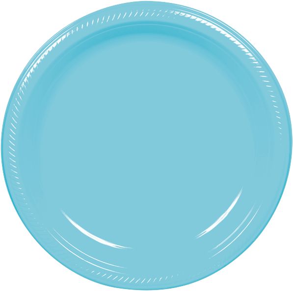 Caribbean Blue 7" Round Plastic Dessert Plates - 50 Pack