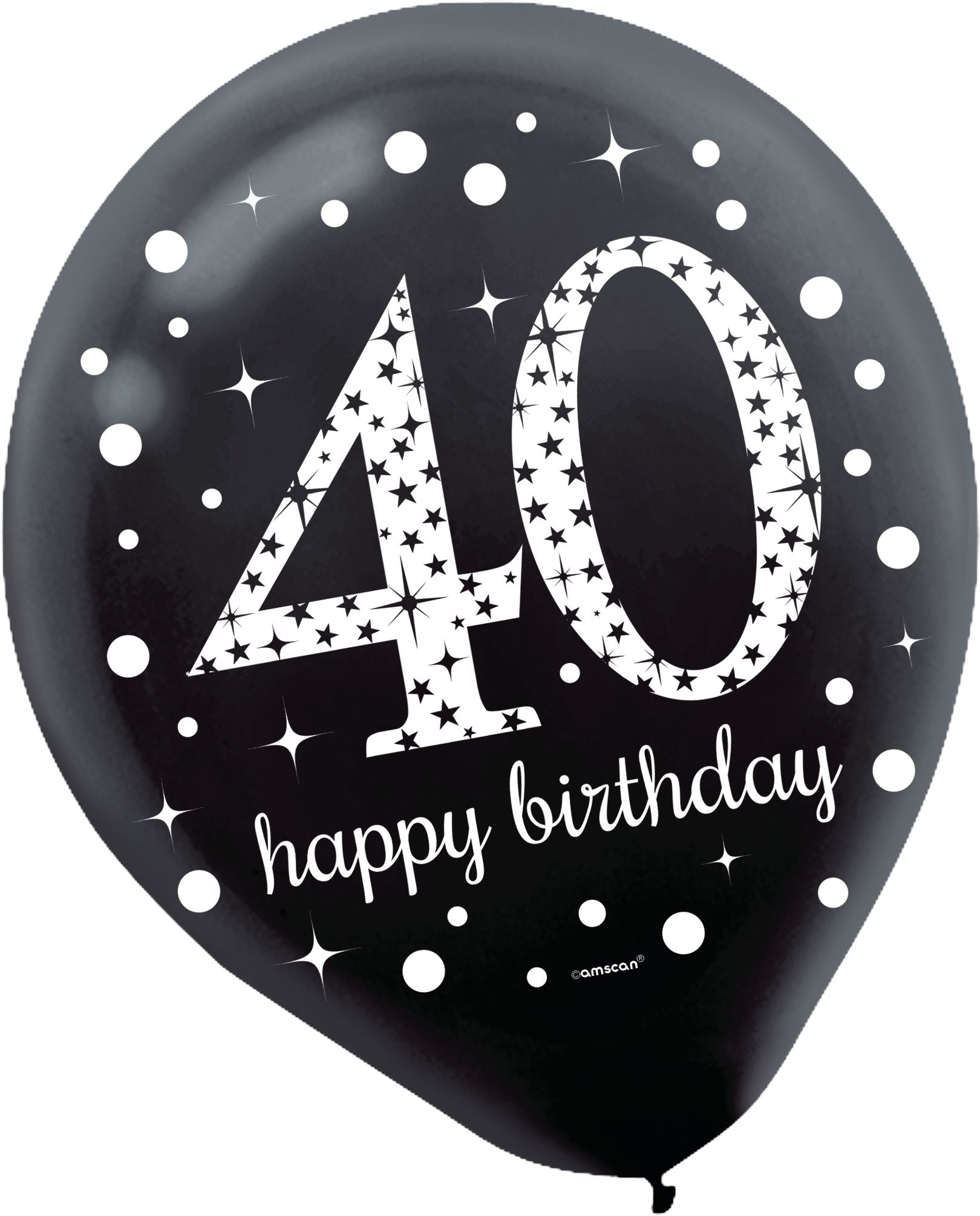 Sparkling Celebration 40th Birthday Latex Balloons - Black, Gold & Silver, 12-Inch, 15-Pack