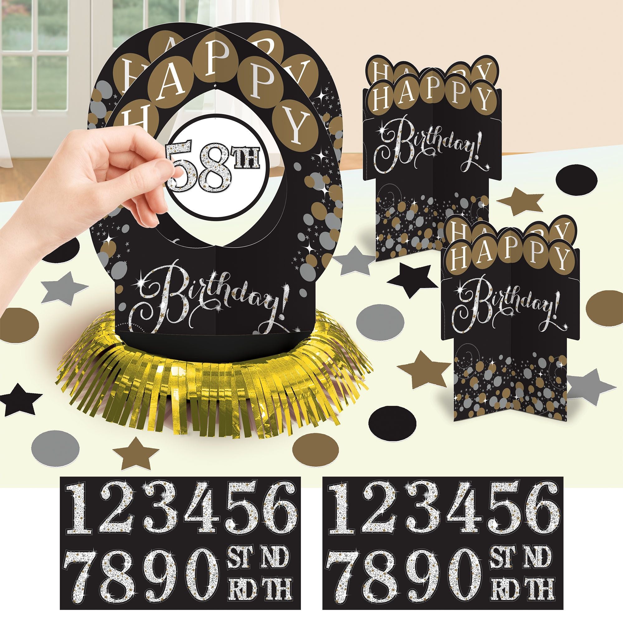 Sparkling Celebration Birthday Table Decorating Kit with Customizable Centerpieces