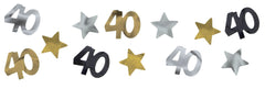 Sparkling 40th Birthday Celebration Confetti Set - Black, Gold, Silver