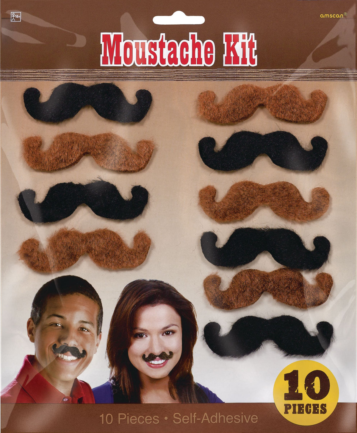 Self-Adhesive Western Moustache Kit - 10 Pack