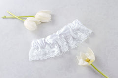 Elegantly Flirty White Lace Wedding Garter