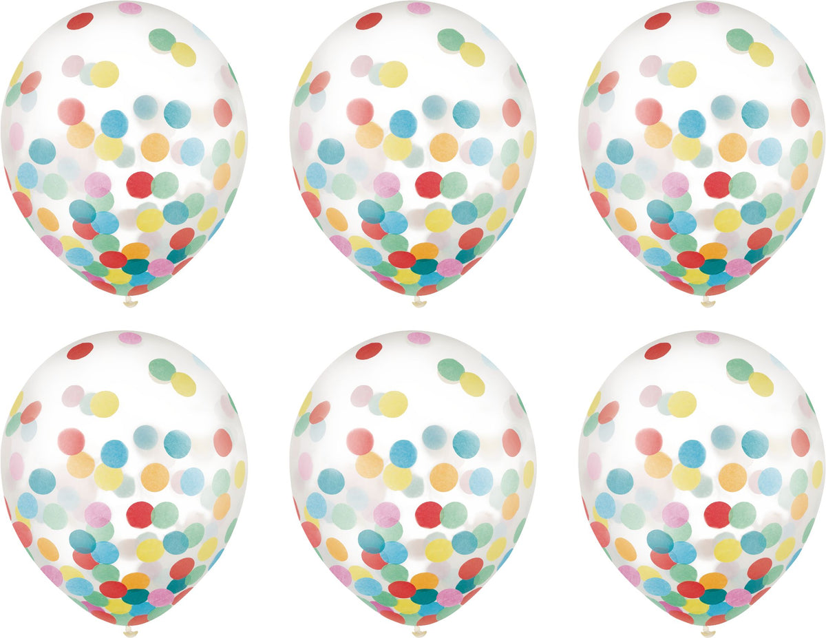 Multicolour Confetti Latex Balloons, 12-inch, 6-Pack