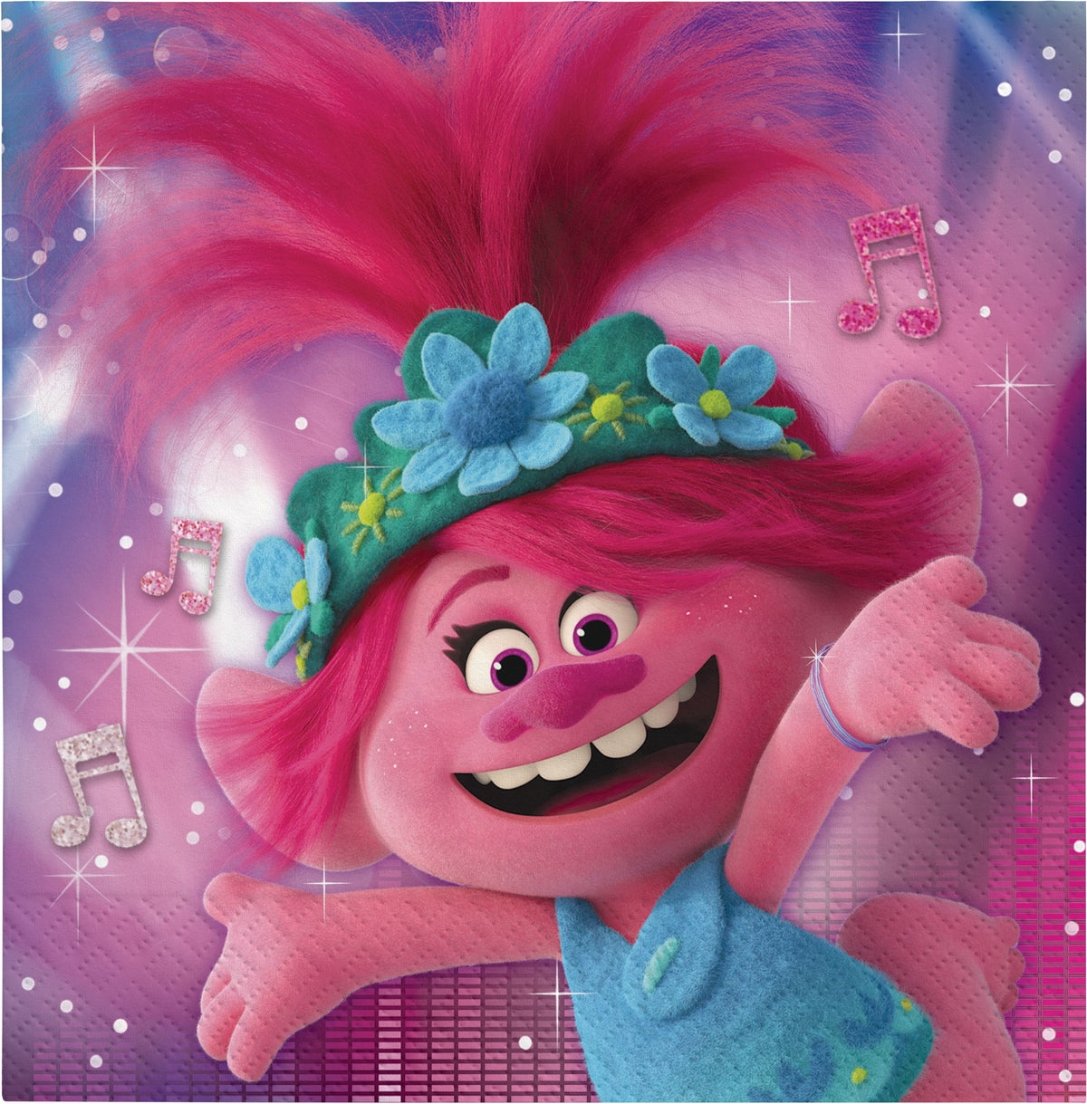 Trolls World Tour Poppy Lunch Napkins - 16-Pack, 6.5-Inch, 2-Ply