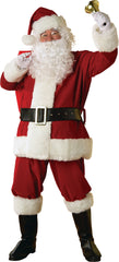 Classic Adult Santa Claus Costume Set - Red Plush Suit with Jacket, Hat, Belt, Pants & Boot Covers