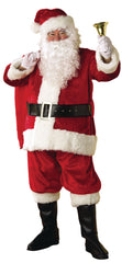 Classic Adult Santa Claus Costume Set - Red Plush Suit with Jacket, Hat, Belt, Pants & Boot Covers