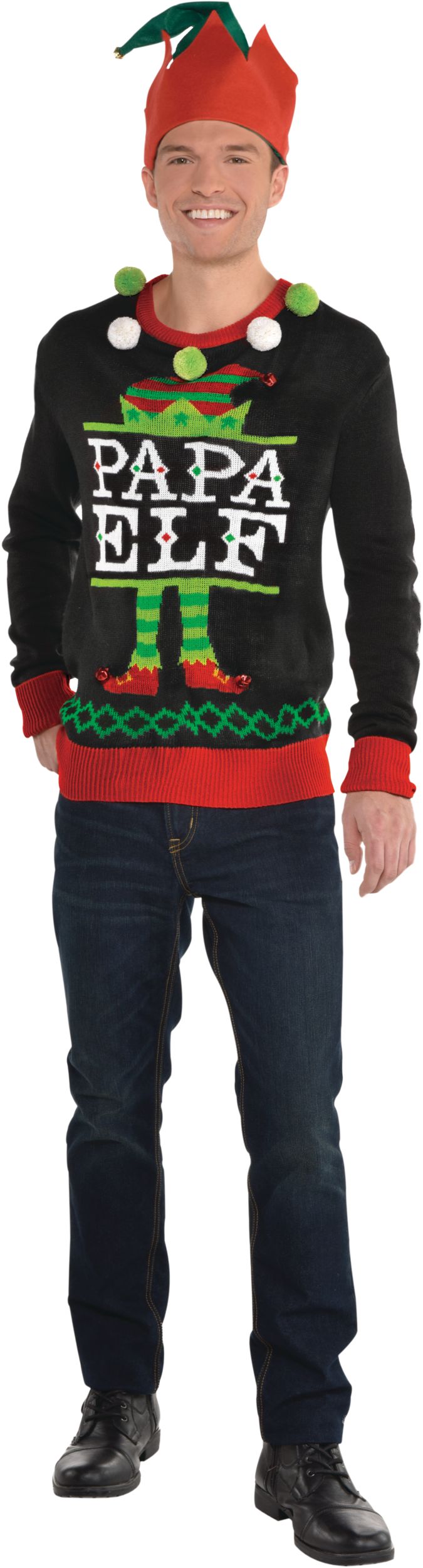 Festive Papa Elf Ugly Christmas Sweater