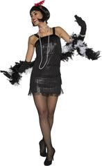 Women's Flashy Flapper Black Fringe Dress Costume