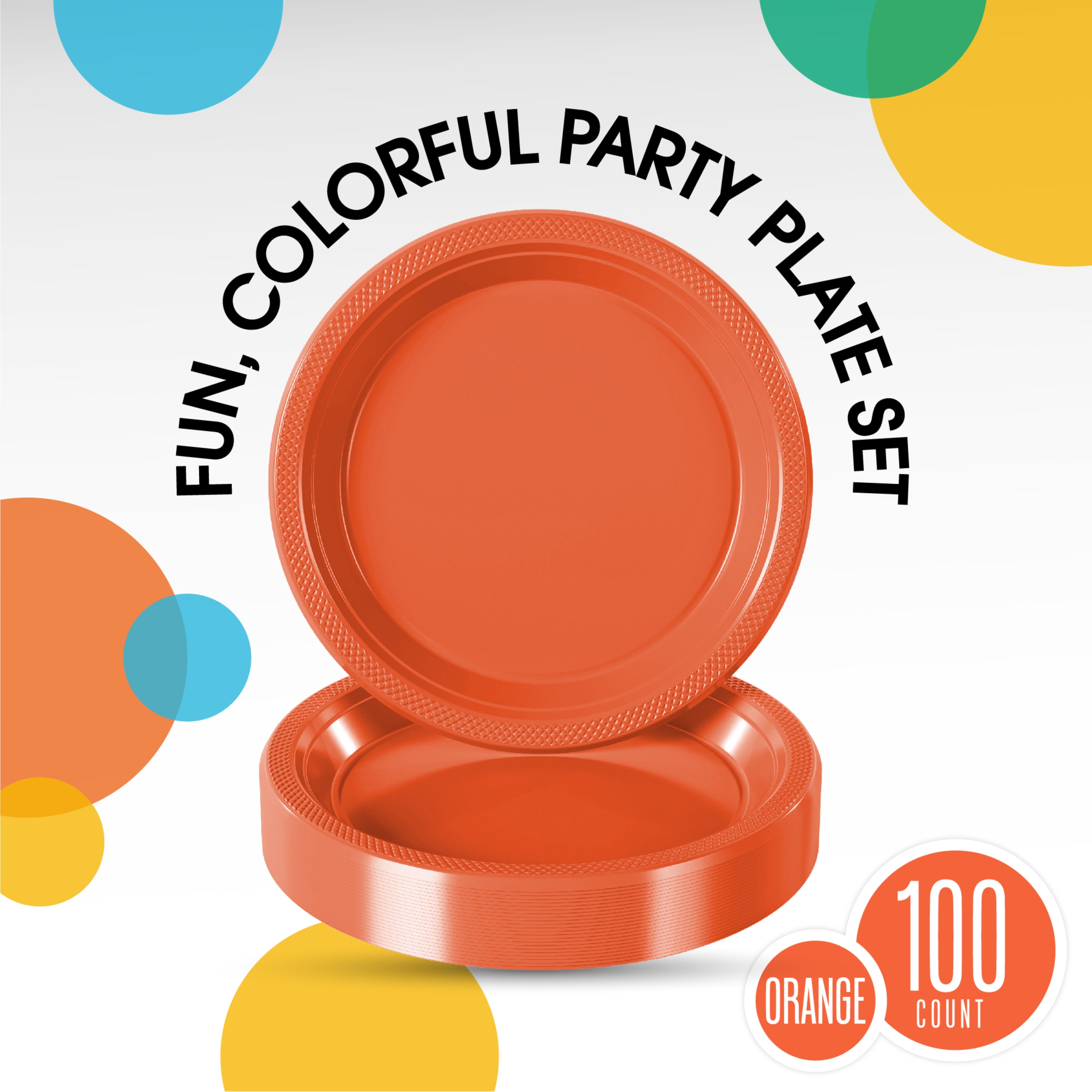 7 In. Orange Plastic Plates | 100 Count