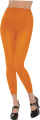 Vibrant Orange Footless Tights - Perfect for Costumes & Team Spirit