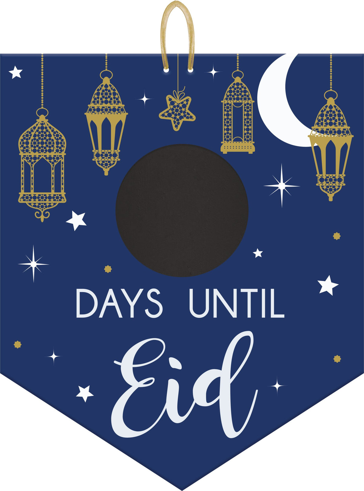 "Days Until Eid" Hanging Chalkboard Countdown Sign, Blue & Gold