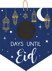 "Days Until Eid" Hanging Chalkboard Countdown Sign, Blue & Gold