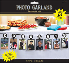 "Congrats Grad" Photo Garland Banner, 12-ft, Black