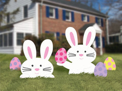 Easter Bunny and Eggs Yard Sign Decorations, 5-Piece Set