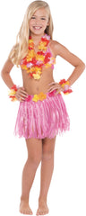 Child's Tropical Pink Hula Skirt Kit - 5 Piece Set