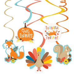 Happy Turkey Day Hanging Swirl Decoration Pack, 30-Piece