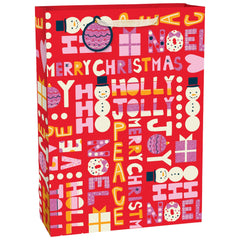 Jumbo Merry Christmas Glitter Gift Bag with Ornament Tag