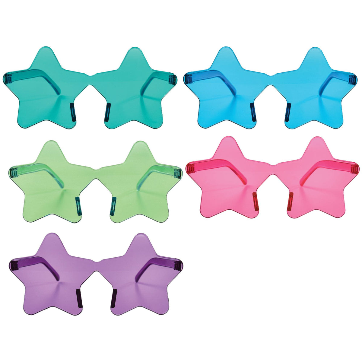 Multi-Colour Star Glasses Multipack - 10 Pieces for New Year's Eve
