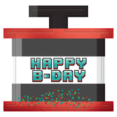 Pixel Party "Happy B-Day" Jumbo Confetti Cutout Decor, 16-Inch