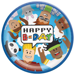 Party Town "Happy B-Day" 9-Inch Round Lunch Plates, 8-Pack