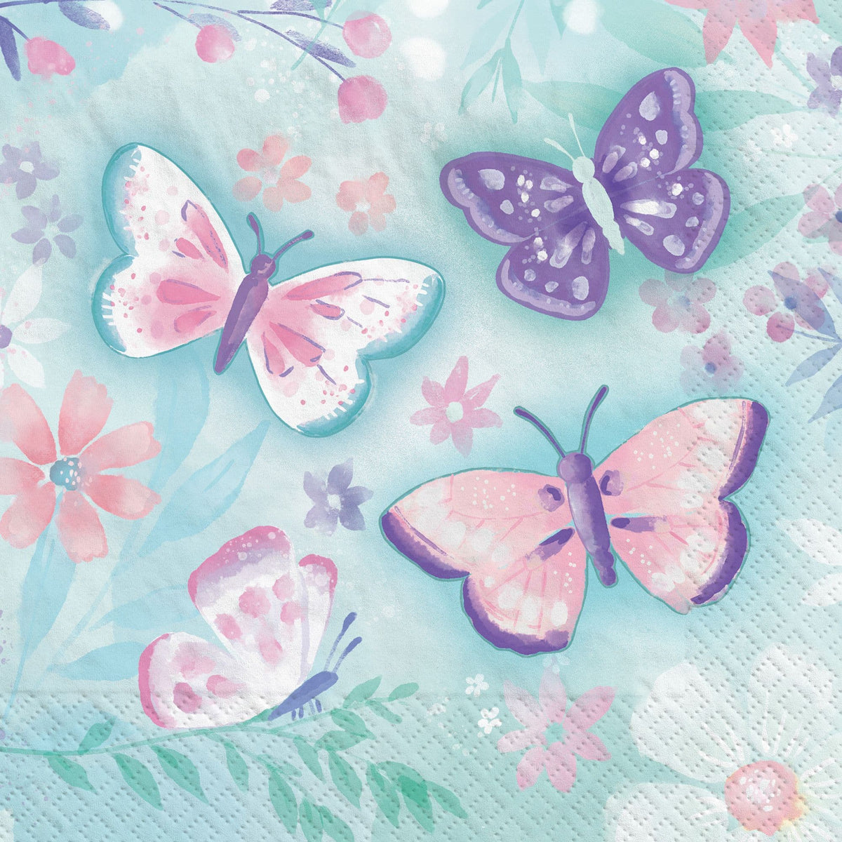 Flutter Butterfly Lunch Napkins - 16 Pack, 6.5-Inch, 2-Ply