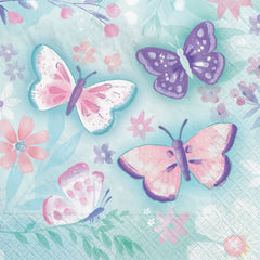 Flutter Butterfly Lunch Napkins - 16 Pack, 6.5-Inch, 2-Ply