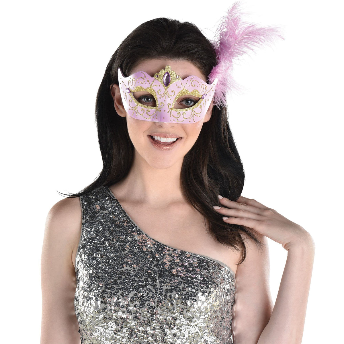 Lavender Fiber Optic Light-Up Venetian Feather Mask