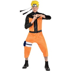 Men's Naruto Shippuden Anime Jumpsuit Costume with Headpiece