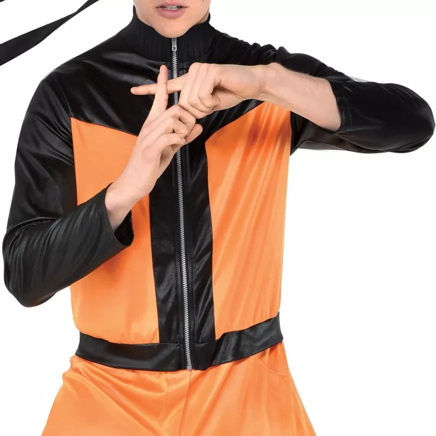 Men's Naruto Shippuden Anime Jumpsuit Costume with Headpiece