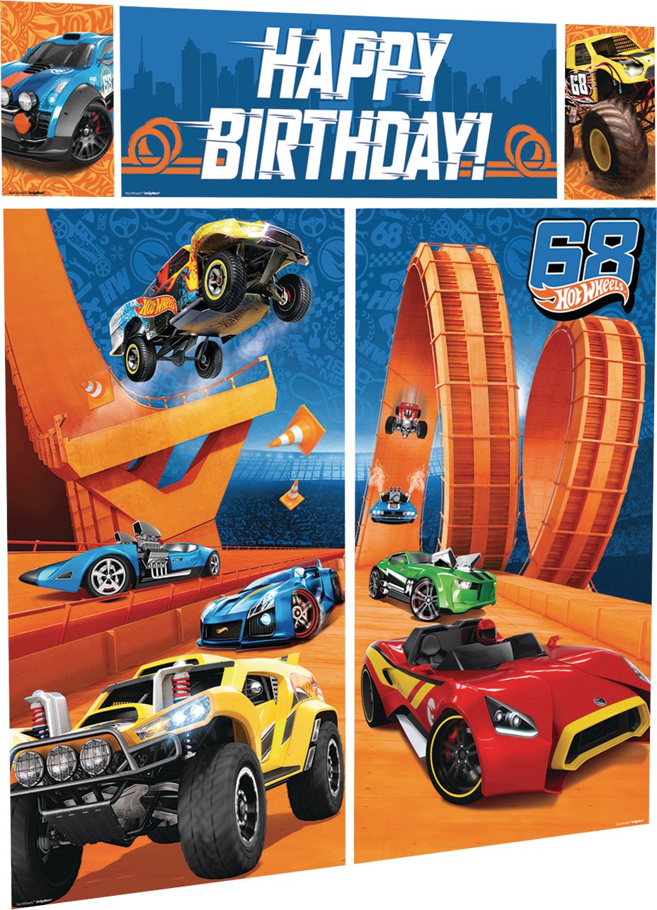 Hot Wheels Racing Theme Scene Setter Kit for Birthdays