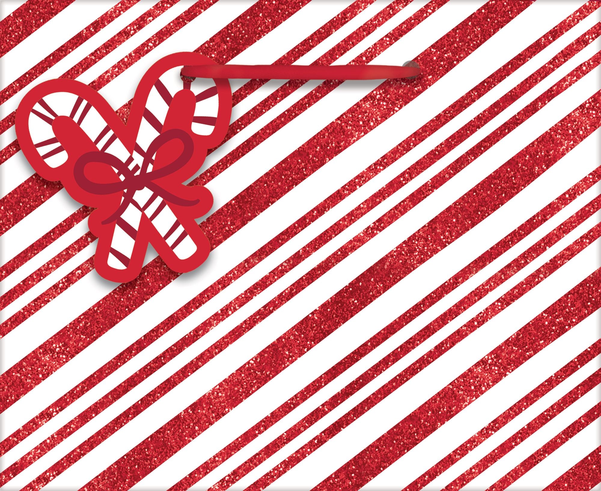 Mini Glitter Candy Cane Stripe Christmas Gift Bag