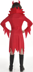 Devious Devil Kids' Halloween Costume with Horns & Red Dress