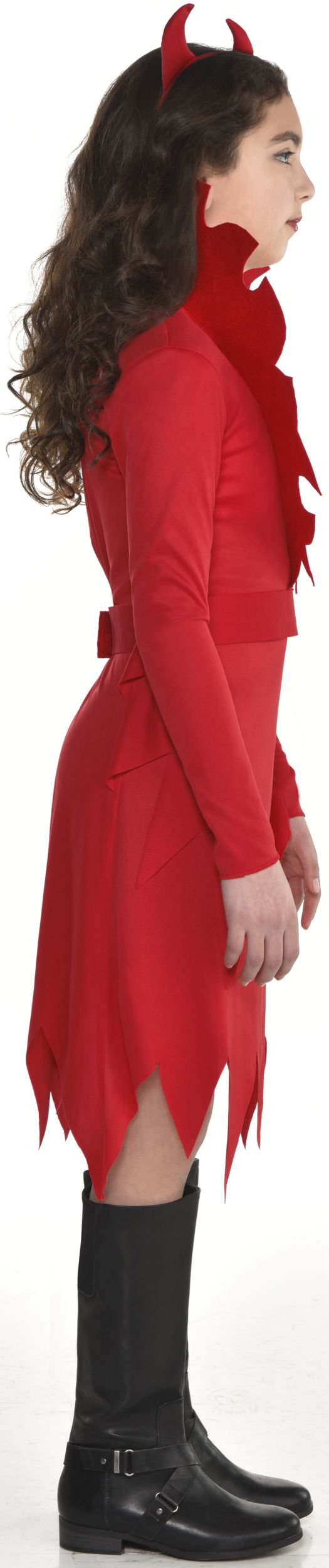 Devious Devil Kids' Halloween Costume with Horns & Red Dress