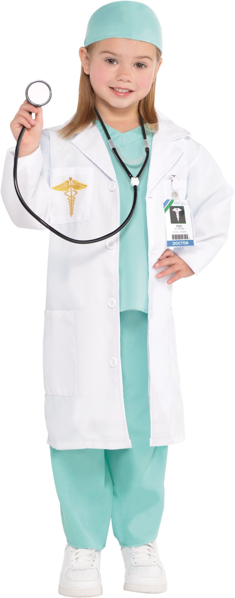 Kids' Doctor Costume with Teal Scrubs and Lab Coat
