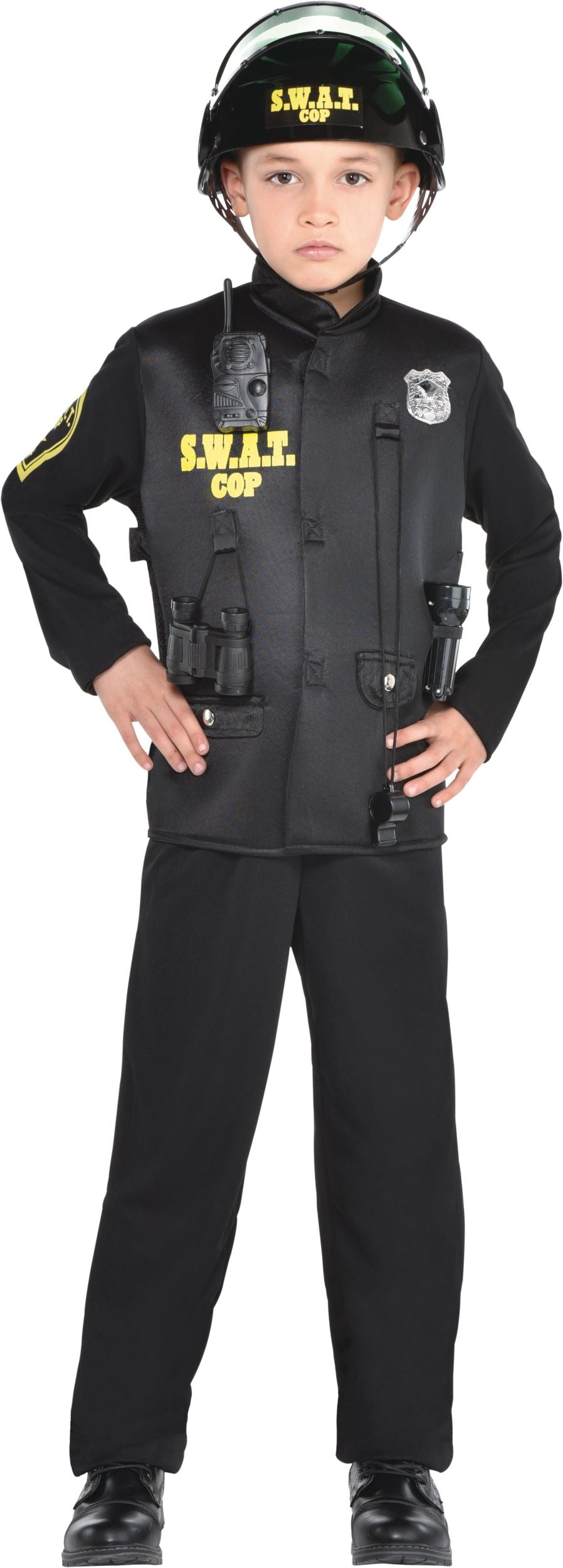 Kids' SWAT Officer Costume with Helmet and Accessories