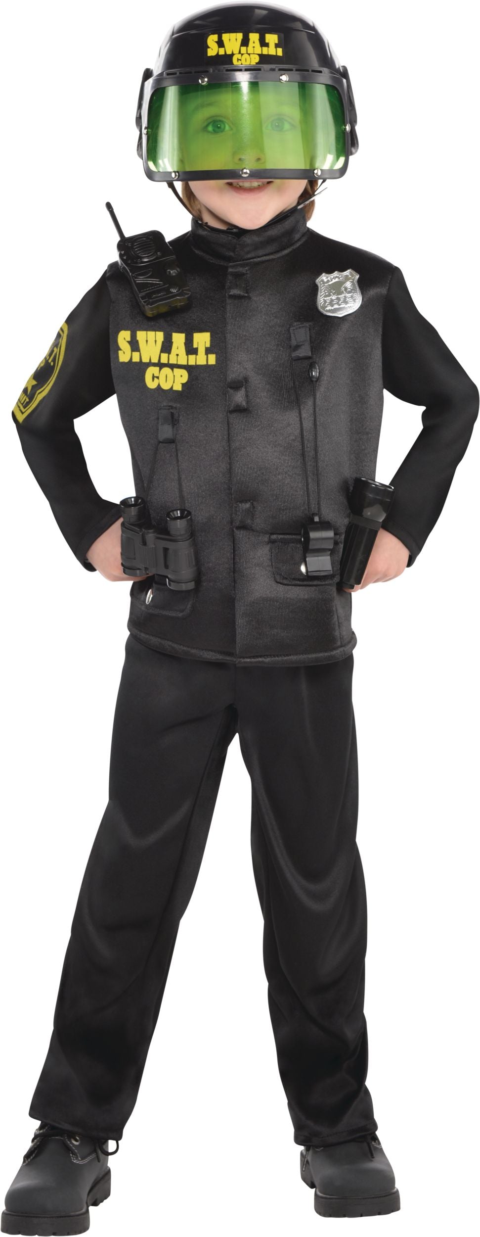 Kids' SWAT Officer Costume with Helmet and Accessories