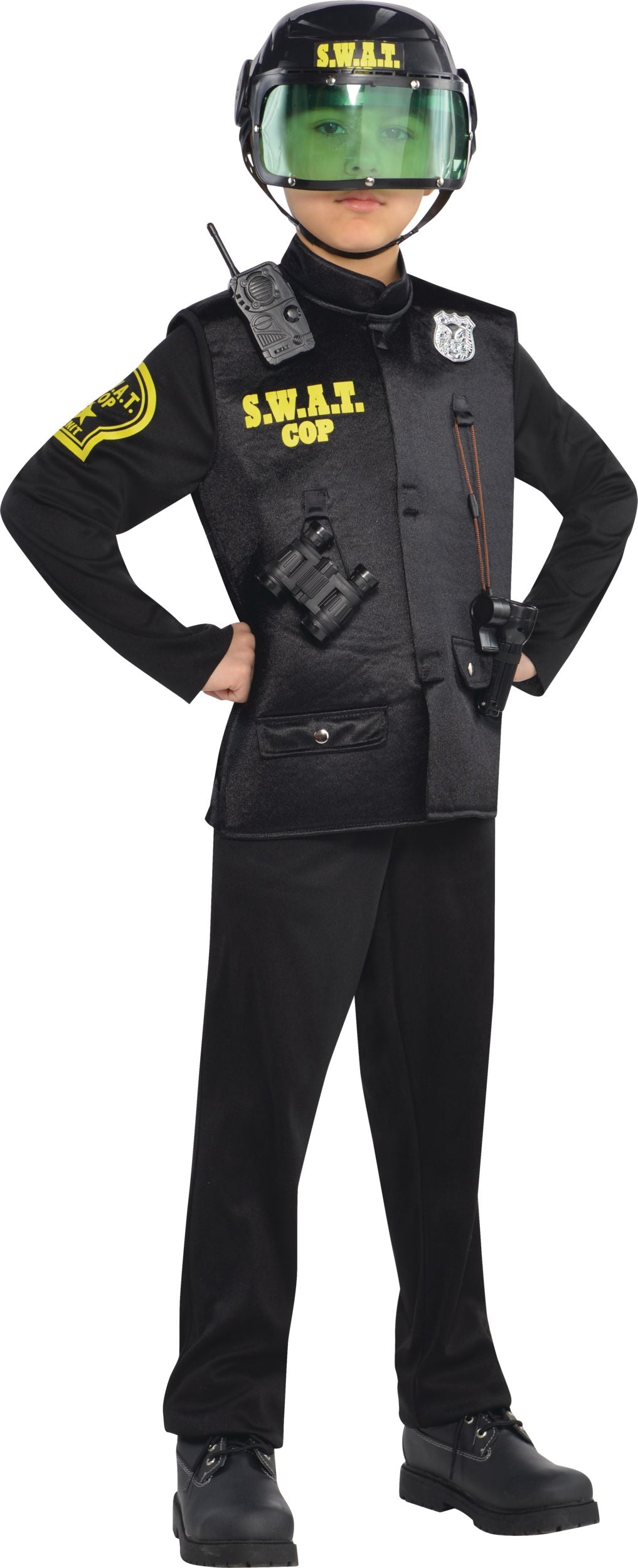 Kids' SWAT Officer Costume with Helmet and Accessories