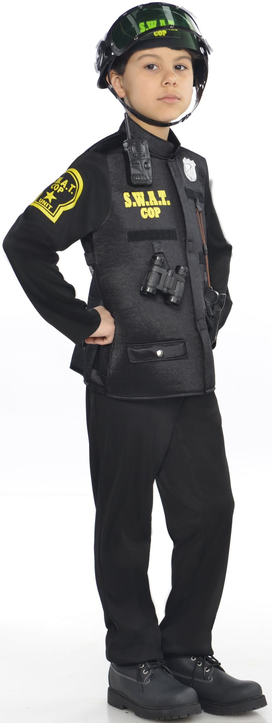 Kids' SWAT Officer Costume with Helmet and Accessories