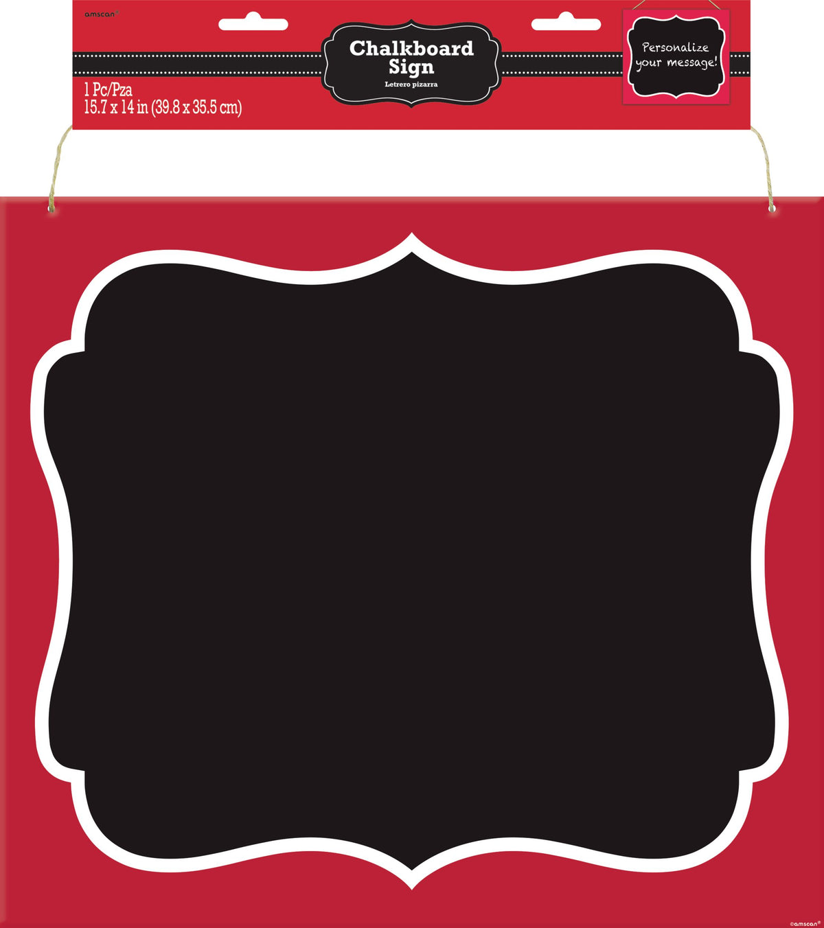 Picnic Party Scroll Chalkboard Sign with Red and White Border