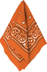 Vibrant Orange Paisley Bandana - 20" Versatile Accessory