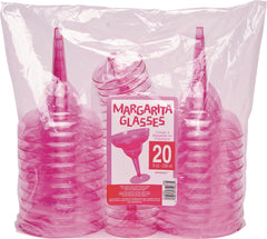 Bright Pink Disposable Margarita Glasses - 20ct